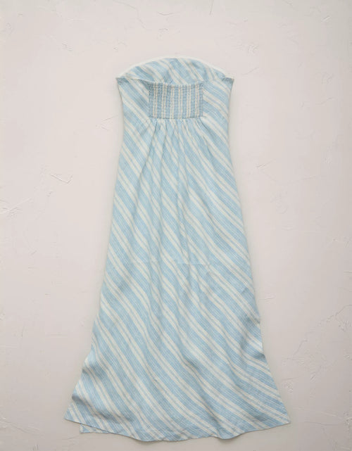 Diagonal Stripe Strapless Tube Midi Dress