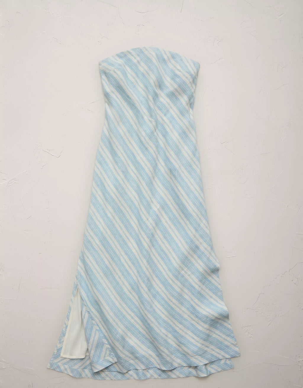 Diagonal Stripe Strapless Tube Midi Dress