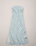 Diagonal Stripe Strapless Tube Midi Dress