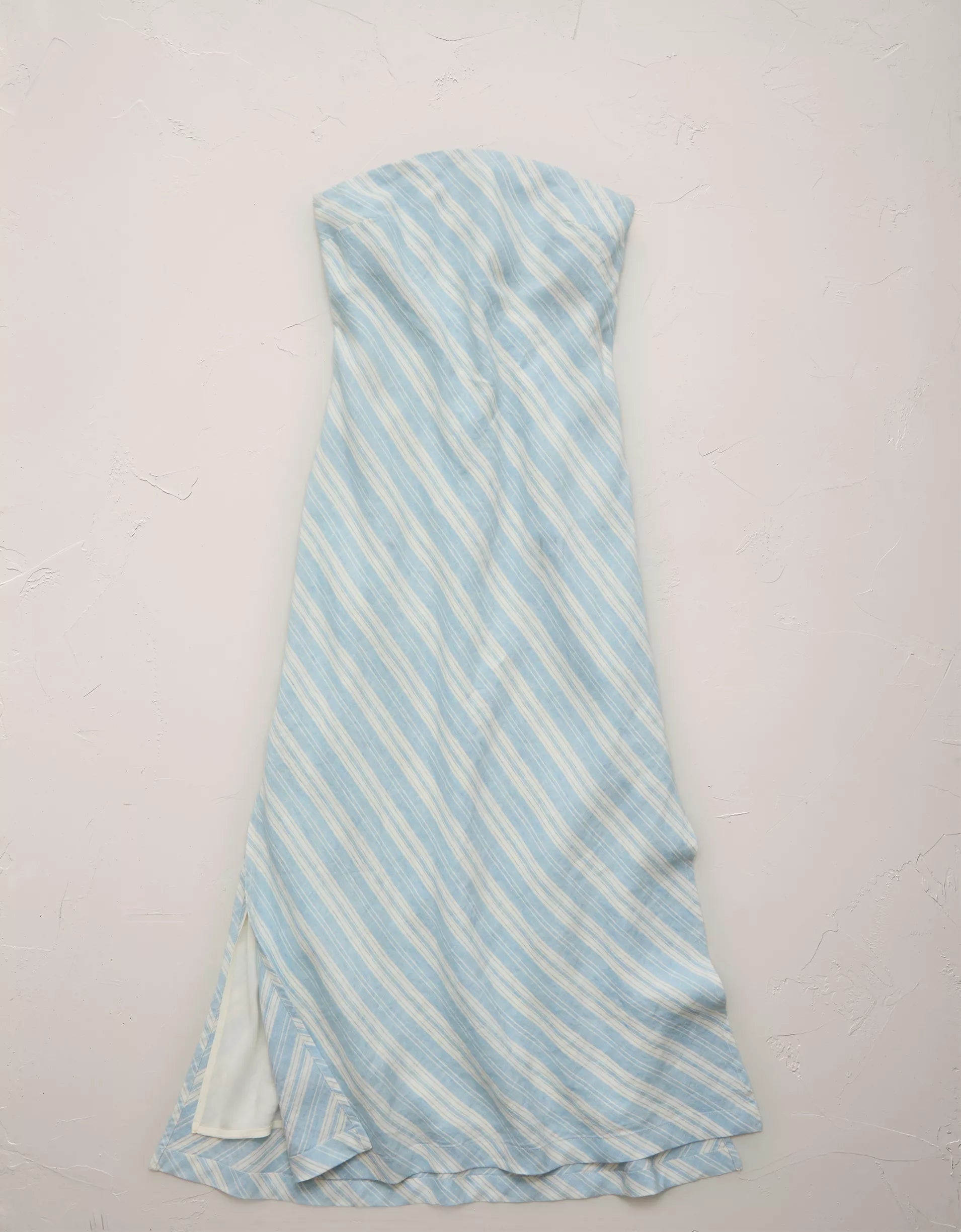 Diagonal Stripe Strapless Tube Midi Dress