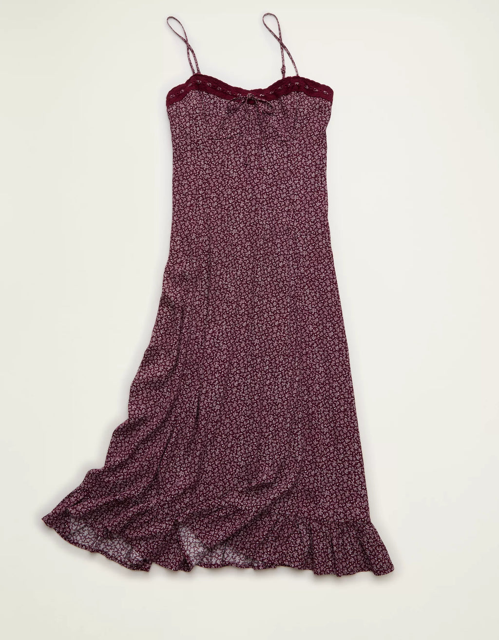 Lace Trim Sweetheart Floral Slip Dress