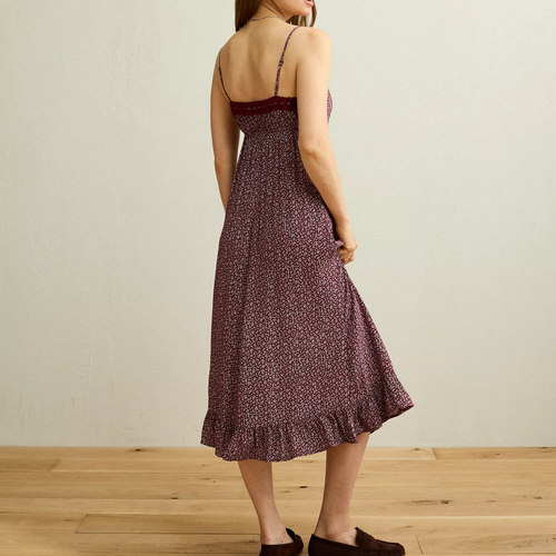 Lace Trim Sweetheart Floral Slip Dress