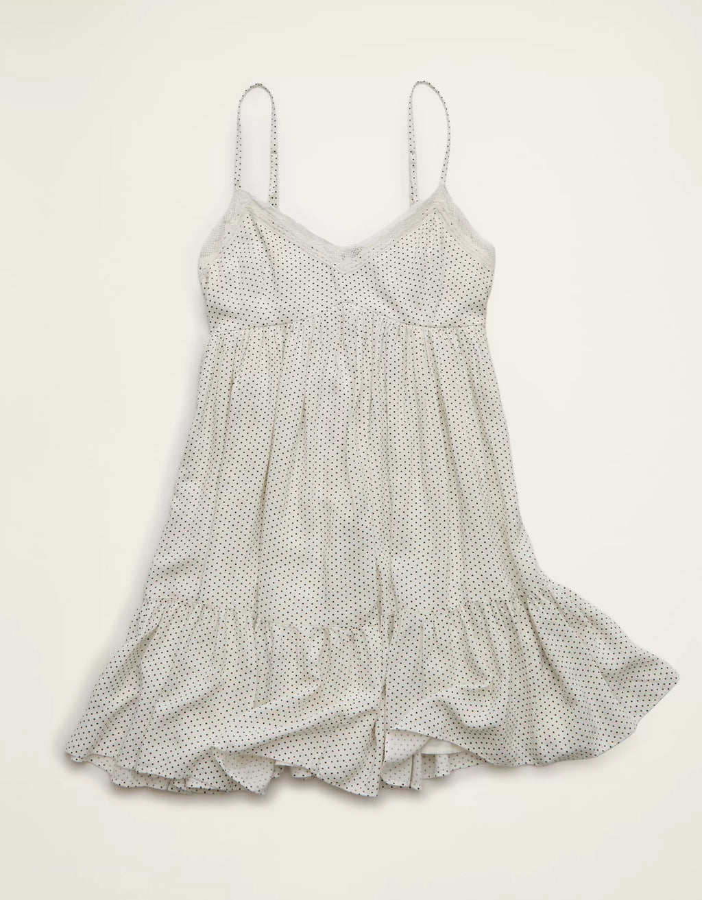 Lace Trim Babydoll Slip Mini Dress