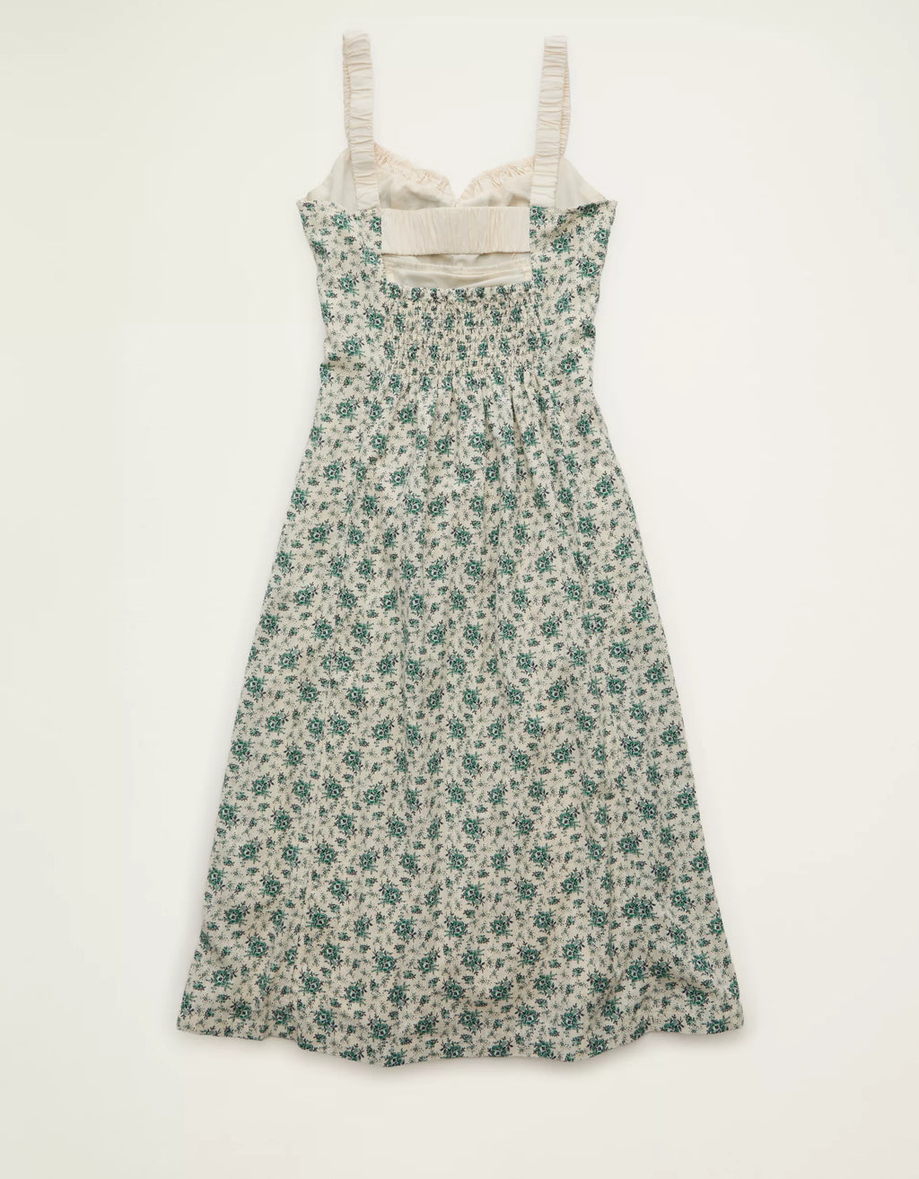 Sweetheart Neck Tie‑Front Ditsy Floral Midi Dress